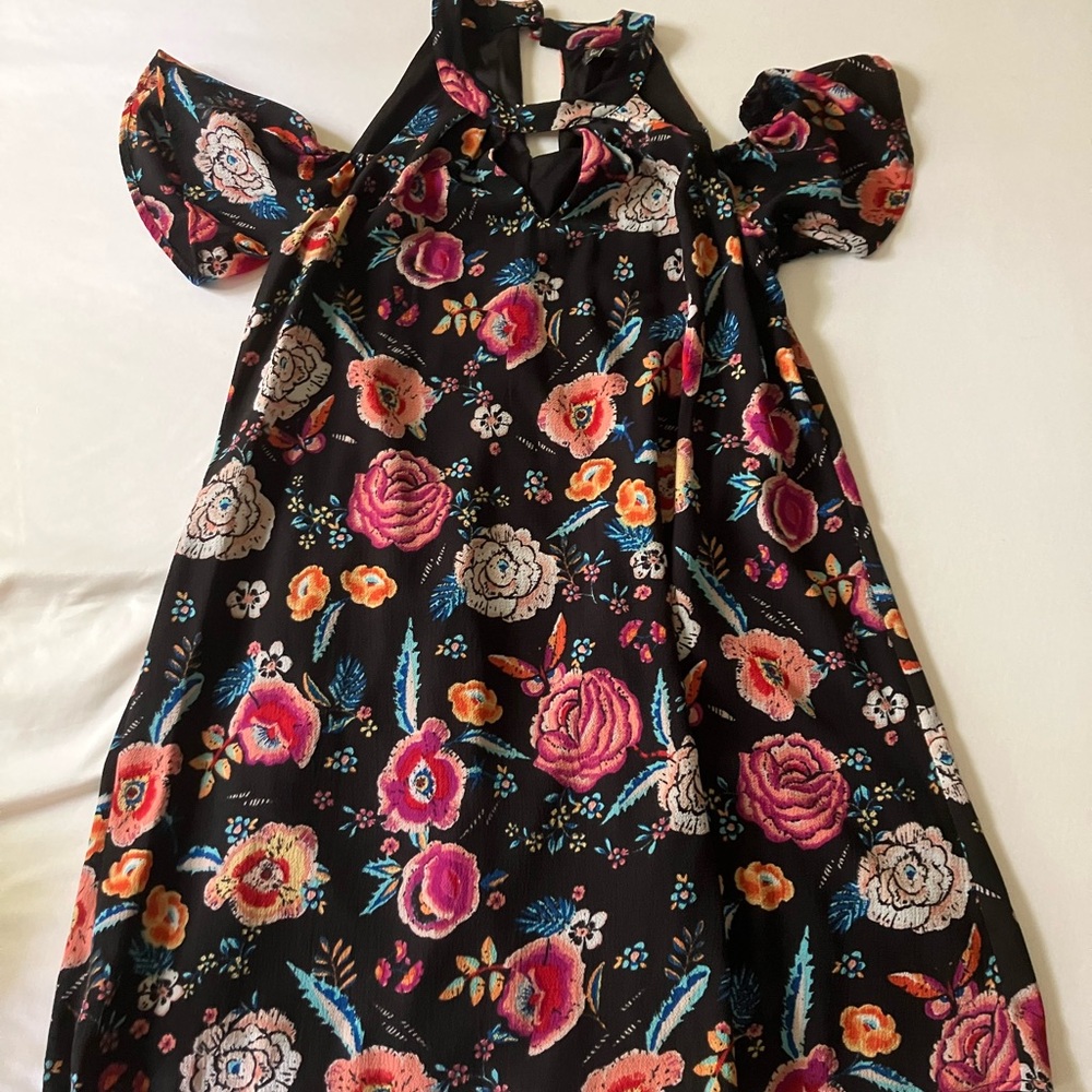 Floral Halter Dress with cut off Sleeves